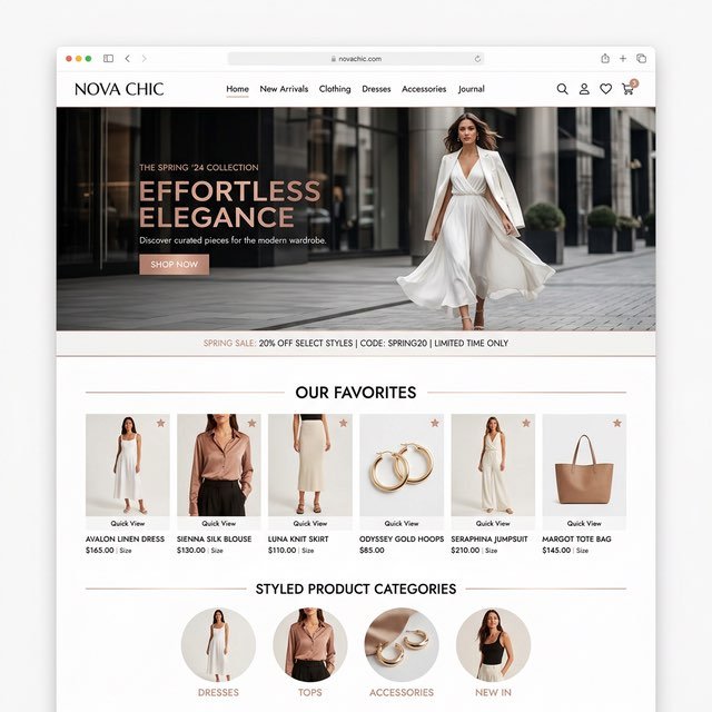 eCommerce fashion boutique website design for Nova Chic New York
