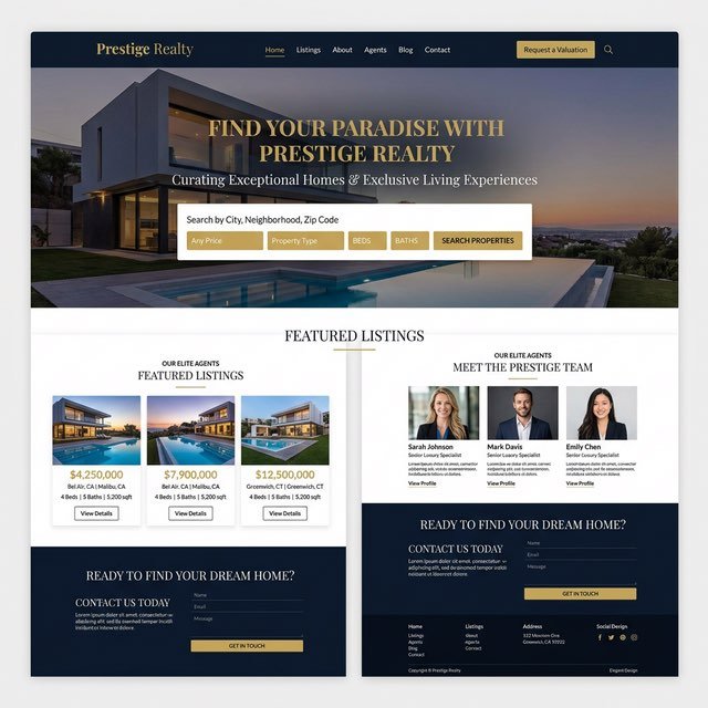 Real estate agency website design for Prestige Realty Miami FL